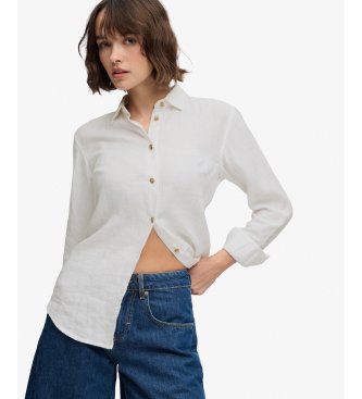 Superdry Chemise Premium en Lin blanc