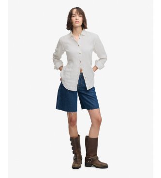 Superdry Chemise Premium en Lin blanc