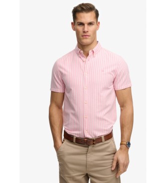 Superdry Preppy Oxford overhemd met korte mouwen en koraalkleurige strepen