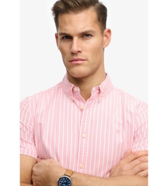 Superdry Preppy Oxford overhemd met korte mouwen en koraalkleurige strepen