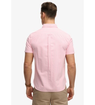 Superdry Preppy Oxford overhemd met korte mouwen en koraalkleurige strepen