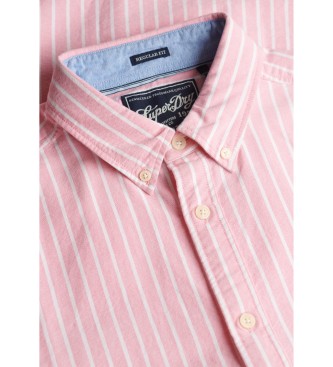 Superdry Preppy Oxford overhemd met korte mouwen en koraalkleurige strepen