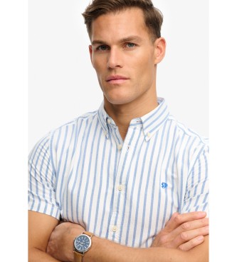 Superdry Wit gestreept Preppy Oxford overhemd met korte mouwen