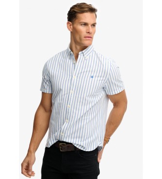 Superdry Wit gestreept Preppy Oxford overhemd met korte mouwen