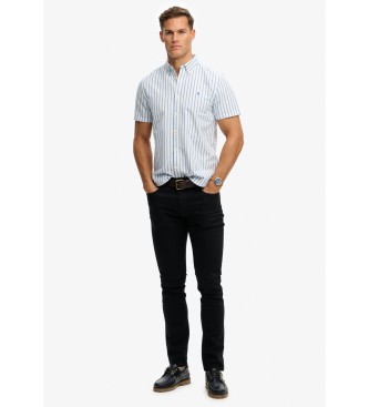 Superdry Wit gestreept Preppy Oxford overhemd met korte mouwen