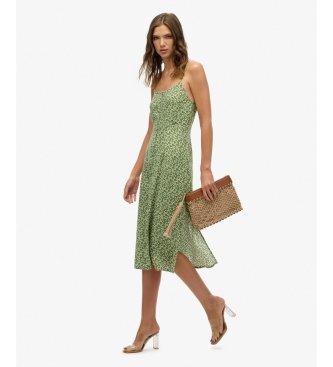 Superdry Midi-kjole med stropper og grønt print