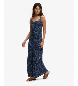 Superdry Robe longue Cami imprim�e marine