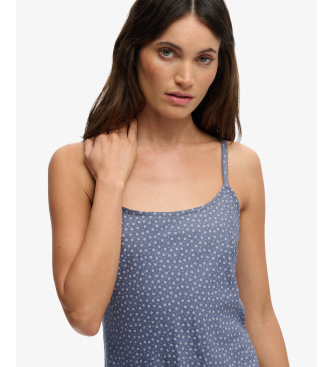 Superdry Robe longue imprim�e bleue