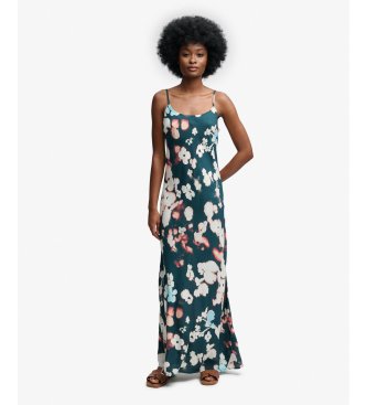 Superdry Vestido Printed Maxi Slip Dress verde