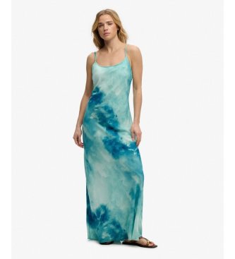 Superdry Vestido Printed Maxi Slip Dress azul
