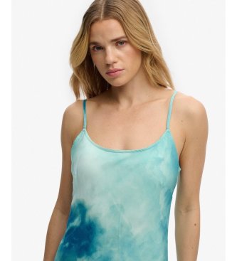 Superdry Vestido Printed Maxi Slip Dress azul