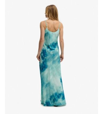 Superdry Vestido Printed Maxi Slip Dress azul