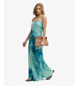 Superdry Vestido Printed Maxi Slip Dress azul