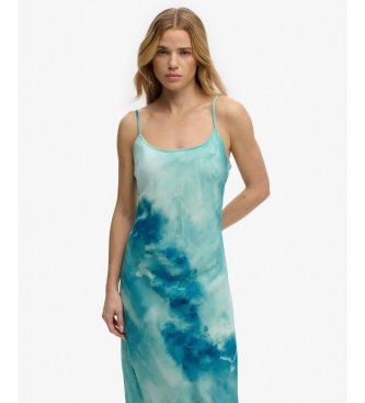 Superdry Vestido Printed Maxi Slip Dress azul
