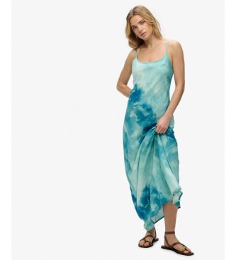 Superdry Vestido Printed Maxi Slip Dress azul