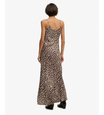 Superdry Vestido Printed Maxi Slip castanho
