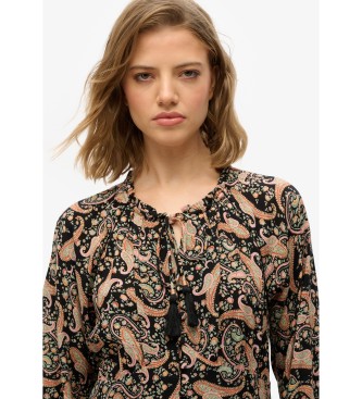 Superdry Zwarte midi-jurk met print