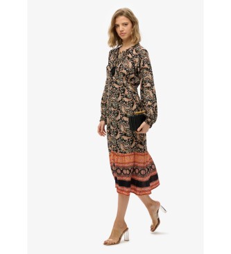Superdry Zwarte midi-jurk met print