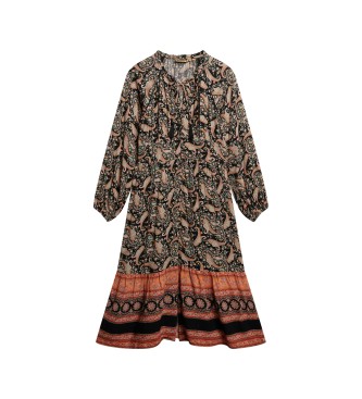 Superdry Zwarte midi-jurk met print