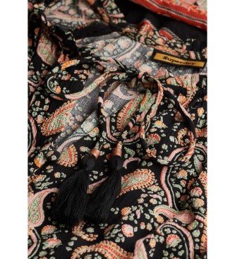 Superdry Zwarte midi-jurk met print