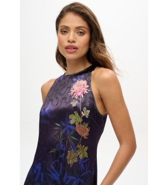 Superdry Long blue printed satin dress