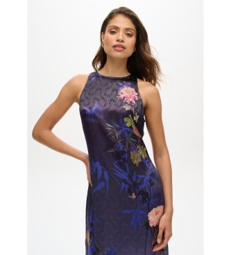 Superdry Long blue printed satin dress