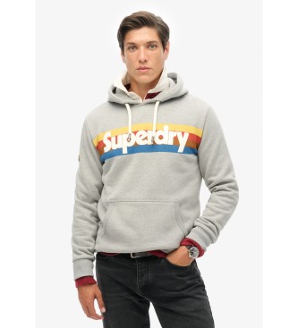 Superdry Sudadera de rayas con capucha y logotipo Retro gris