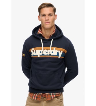 Superdry Gestreiftes Sweatshirt mit Kapuze und Retro-Logo  marineblau