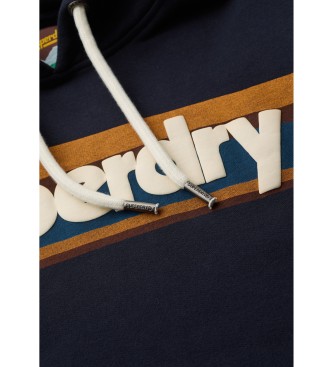 Superdry Gestreiftes Sweatshirt mit Kapuze und Retro-Logo  marineblau