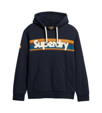 Superdry Gestreiftes Sweatshirt mit Kapuze und Retro-Logo  marineblau