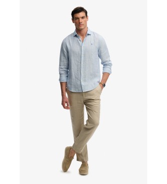 Superdry Chemise en lin Riviera bleu