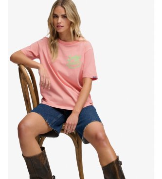 Superdry Roadside Trade pink t-shirt