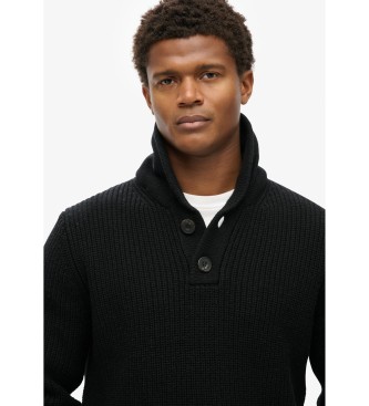 Superdry Jersey con cuello de chal negro