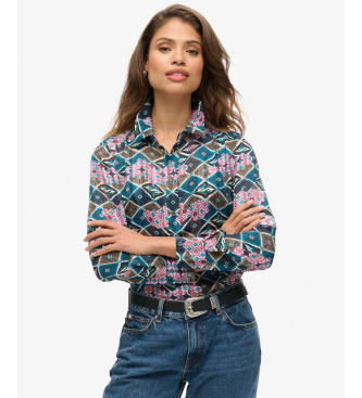 Superdry M�ngf�rgad genomskinlig skjorta