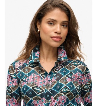 Superdry M�ngf�rgad genomskinlig skjorta