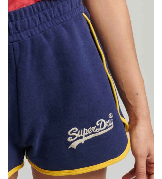 Superdry Pantaloncini con logo college con logo vintage blu scuro