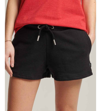 Superdry Stickade shorts i ekologisk bomull med logotyp Vintage Logo svart