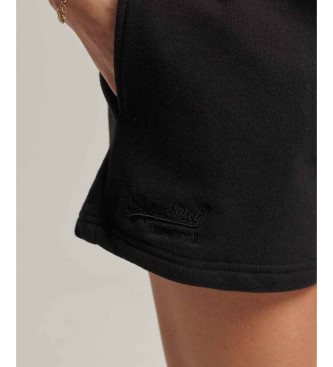 Superdry Stickade shorts i ekologisk bomull med logotyp Vintage Logo svart