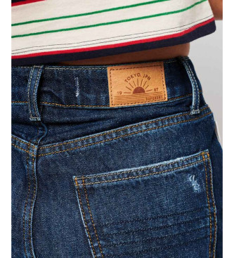 Superdry Kratke hlače z visokim pasom Vintage Logo modre barve