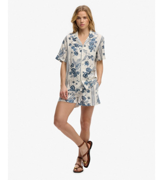 Superdry Short de plage en coton imprim� blanc