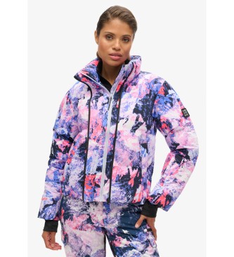 Superdry Fliederfarbene, gesteppte Skijacke mit quadratischem Schnitt