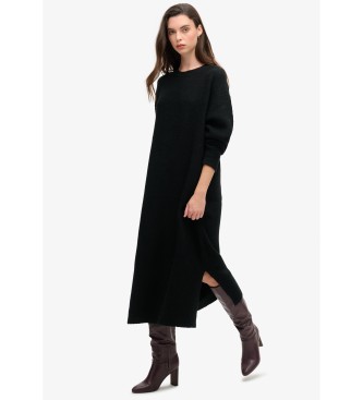 Superdry Vestido midi de punto de corte holgado negro