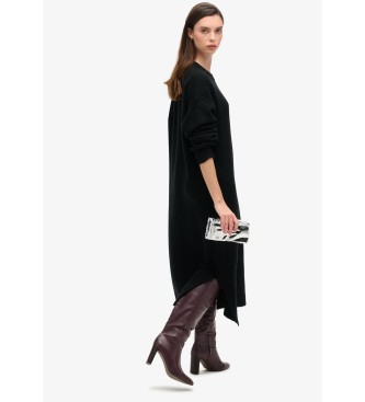 Superdry Vestido midi de punto de corte holgado negro