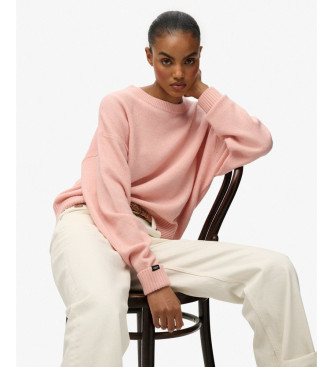 Superdry Ohlapen pulover roza barve