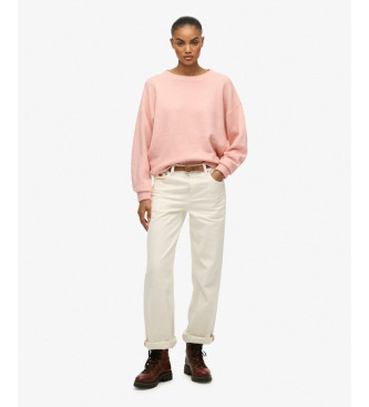 Superdry Ohlapen pulover roza barve