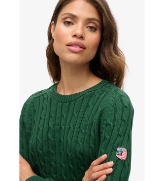 Superdry Maglione verde a trecce larghe