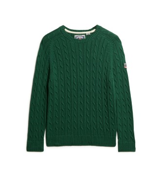 Superdry Maglione verde a trecce larghe