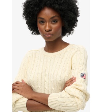 Superdry Maglione beige a trecce larghe