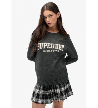 Superdry Intarsjowany sweter z grafiką, szary