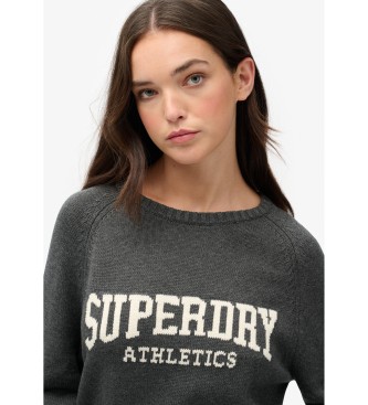 Superdry Intarsjowany sweter z grafiką, szary